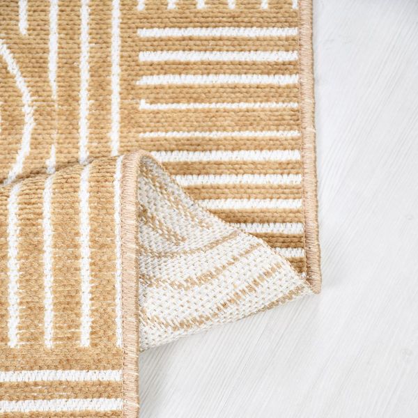 Crea Halı Rana 6113S Sarı Yazlık Halı Kaydırmaz Taban Renkli Yıkanabilir Dokuma Kilim