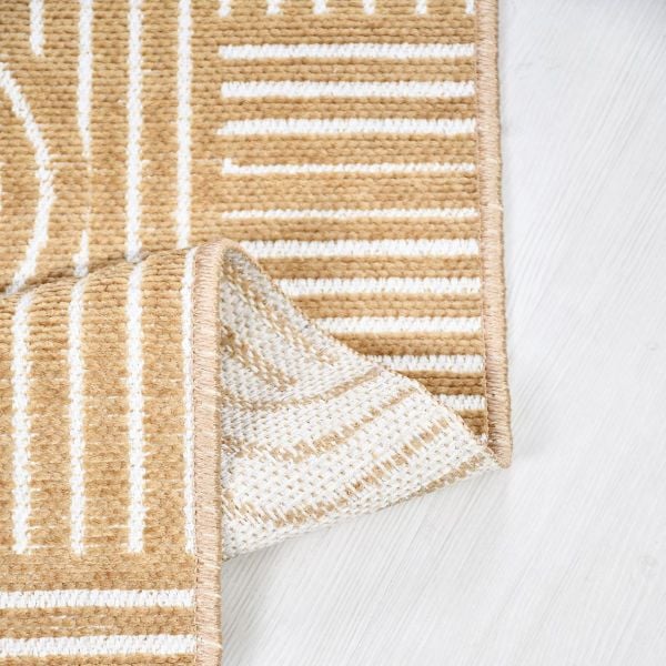 Crea Halı Rana 6113S Sarı Yazlık Halı Kaydırmaz Taban Renkli Yıkanabilir Dokuma Kilim