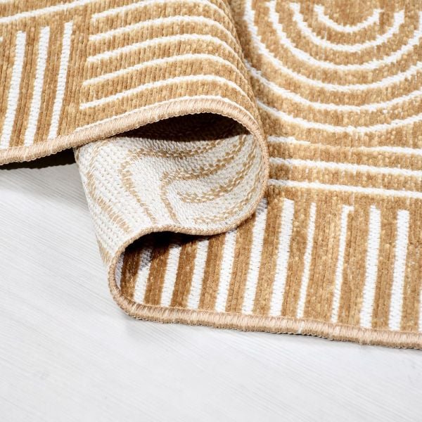 Crea Halı Rana 6113S Sarı Yazlık Halı Kaydırmaz Taban Renkli Yıkanabilir Dokuma Kilim