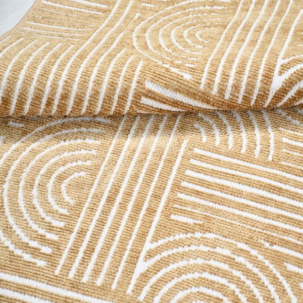 Crea Halı Rana 6113S Sarı Yazlık Halı Kaydırmaz Taban Renkli Yıkanabilir Dokuma Kilim