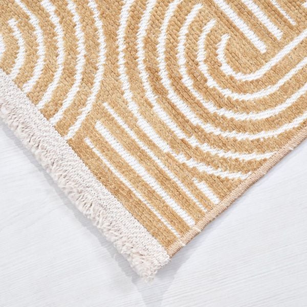 Crea Halı Rana 6113S Sarı Yazlık Halı Kaydırmaz Taban Renkli Yıkanabilir Dokuma Kilim