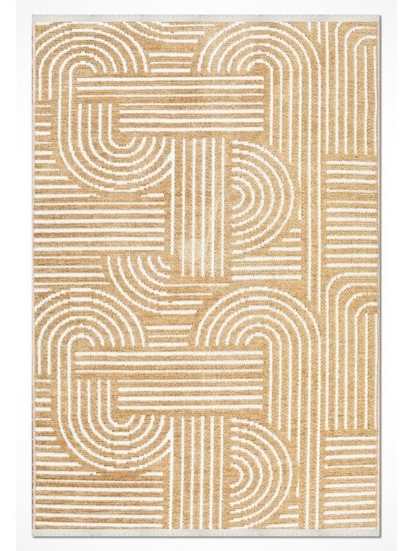 Crea Halı Rana 6113S Sarı Yazlık Halı Kaydırmaz Taban Renkli Yıkanabilir Dokuma Kilim