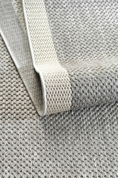 Agra Ar05 Sisal Hav Toz Vermez Kolay Silinebilir Yuvarlak Sisal Halı Antre Balkon Mutfak Silinebilir Sisal Kilim  Beyaz Çerçeveli Gri Sisal Halı