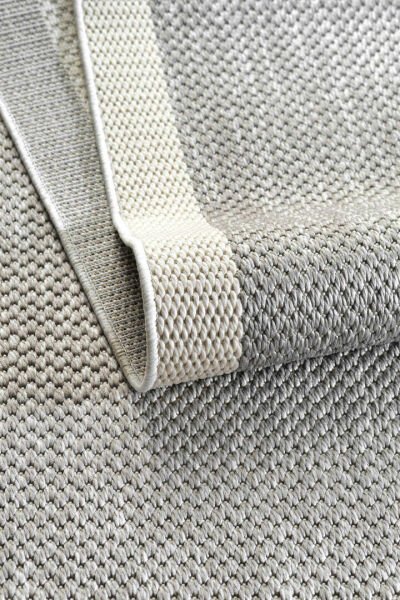 Agra Ar05 Sisal Hav Toz Vermez Kolay Silinebilir Yuvarlak Sisal Halı Antre Balkon Mutfak Silinebilir Sisal Kilim  Beyaz Çerçeveli Gri Sisal Halı