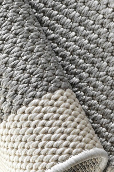 Agra Ar05 Sisal Hav Toz Vermez Kolay Silinebilir Yuvarlak Sisal Halı Antre Balkon Mutfak Silinebilir Sisal Kilim  Beyaz Çerçeveli Gri Sisal Halı
