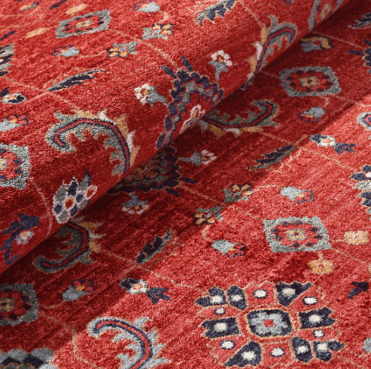 Crea Halı Özerk 02 Kırmızı Çiçek Desenli Vintage Halı Dekoratif Klasik Halı
