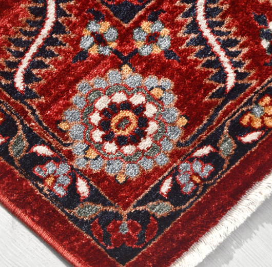 Crea Halı Özerk 02 Kırmızı Çiçek Desenli Vintage Halı Dekoratif Klasik Halı