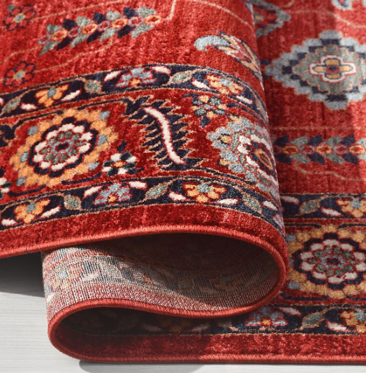 Crea Halı Özerk 02 Kırmızı Çiçek Desenli Vintage Halı Dekoratif Klasik Halı