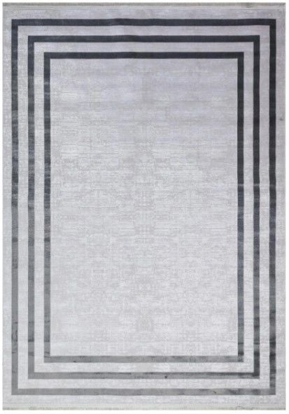 Art Bambu Saten Gri Çerçeve Desenli Makinede Yıkanabilir Dokuma Halı Çerçeveli Modern Dokuma Halı