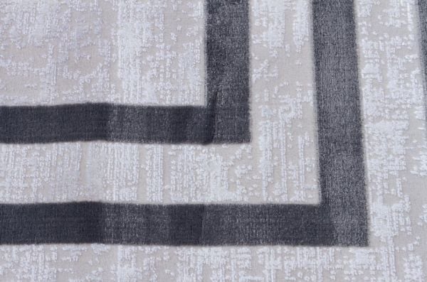 Art Bambu Saten Gri Çerçeve Desenli Makinede Yıkanabilir Dokuma Halı Çerçeveli Modern Dokuma Halı