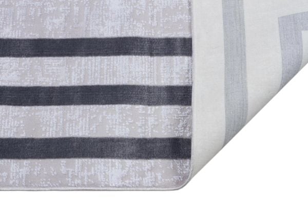 Art Bambu Saten Gri Çerçeve Desenli Makinede Yıkanabilir Dokuma Halı Çerçeveli Modern Dokuma Halı