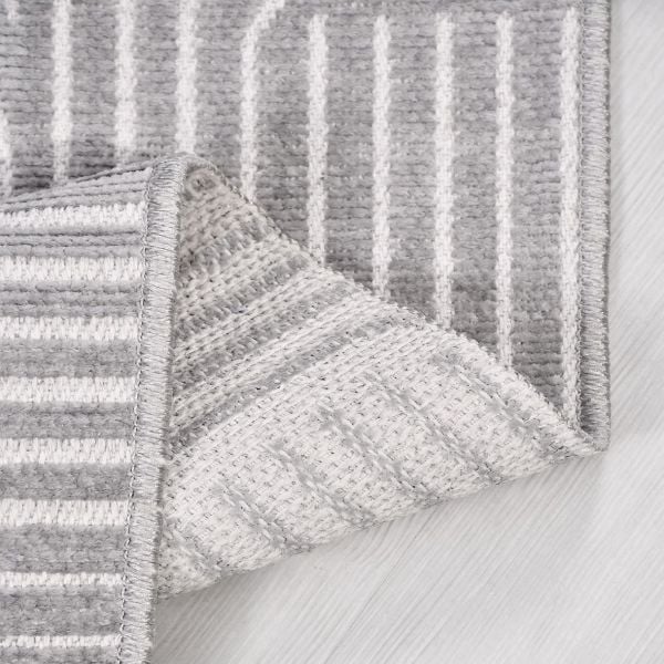 Crea Halı Rana 6115S Gri Yazlık Halı Kaydırmaz Taban Renkli Yıkanabilir Dokuma Kilim