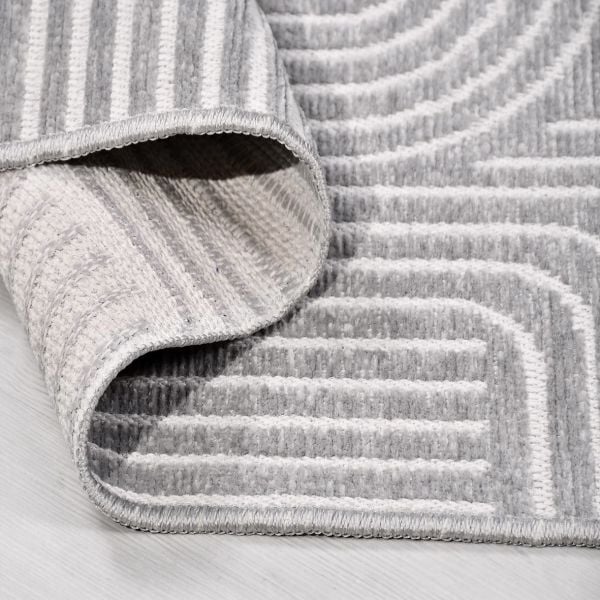 Crea Halı Rana 6115S Gri Yazlık Halı Kaydırmaz Taban Renkli Yıkanabilir Dokuma Kilim