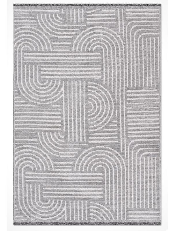 Crea Halı Rana 6115S Gri Yazlık Halı Kaydırmaz Taban Renkli Yıkanabilir Dokuma Kilim
