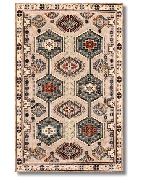 Drom Pamuk Dokuma Taban Makinede Yıkanabilen Vintage Kilim Kaymaz Şönil Retro Bohem Halı