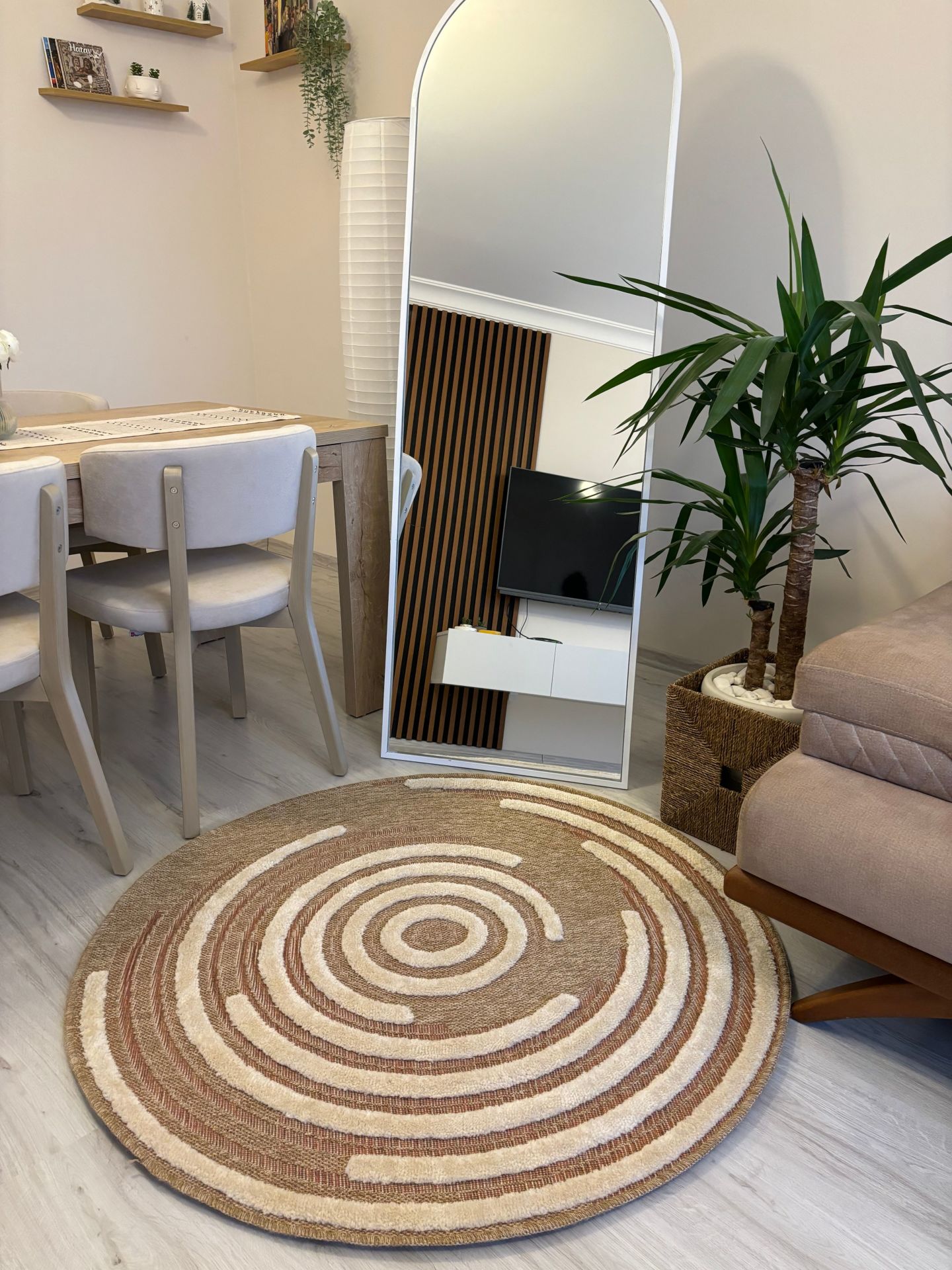 Seyran Halı Marakeş 675 Taba İskandinav Kabartmalı Modern Yuvarlak Dokuma Halı