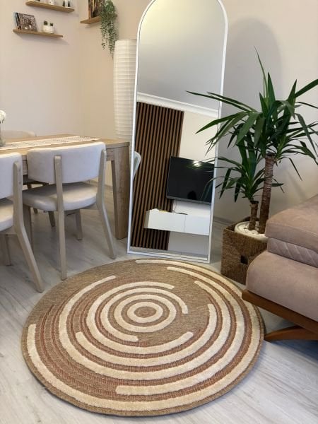 Seyran Halı Marakeş 675 Taba İskandinav Kabartmalı Modern Yuvarlak Dokuma Halı