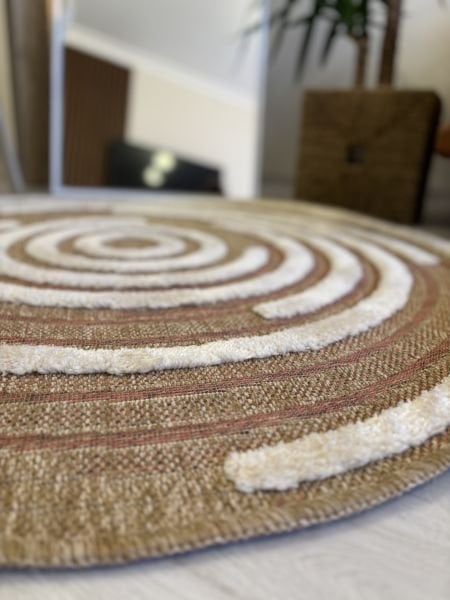 Seyran Halı Marakeş 675 Taba İskandinav Kabartmalı Modern Yuvarlak Dokuma Halı