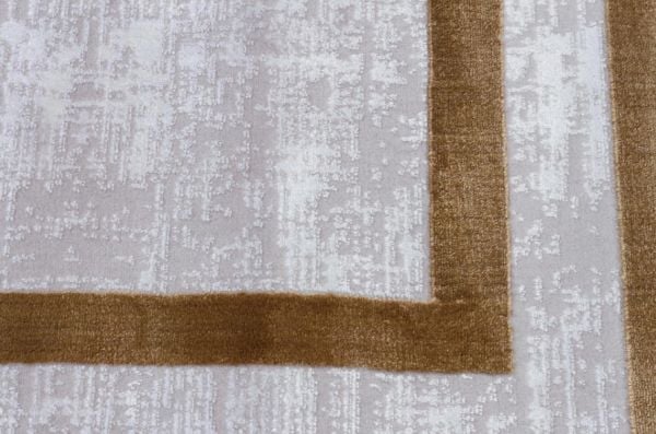 Art Bambu Saten Gold Çerçeve Desenli Makinede Yıkanabilir Dokuma Halı Çerçeveli Modern Dokuma Halı