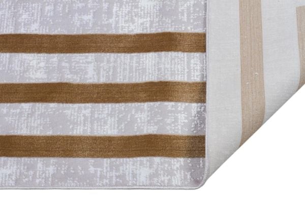 Art Bambu Saten Gold Çerçeve Desenli Makinede Yıkanabilir Dokuma Halı Çerçeveli Modern Dokuma Halı