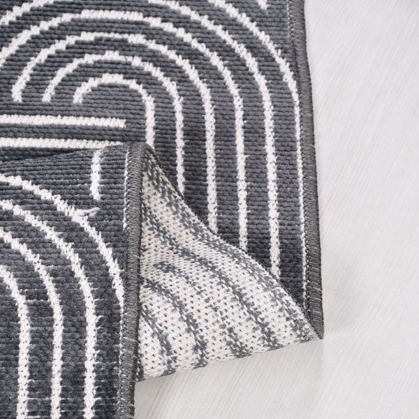 Crea Halı Rana 6116S Antrasit Yazlık Halı Kaydırmaz Taban Renkli Yıkanabilir Dokuma Kilim