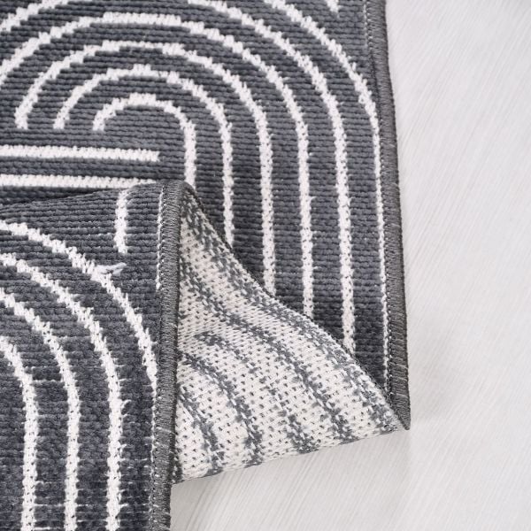 Crea Halı Rana 6116S Antrasit Yazlık Halı Kaydırmaz Taban Renkli Yıkanabilir Dokuma Kilim