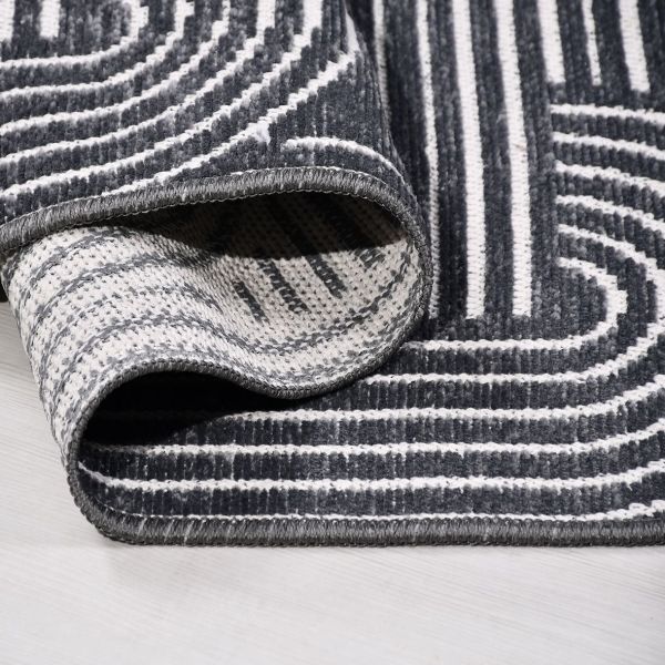 Crea Halı Rana 6116S Antrasit Yazlık Halı Kaydırmaz Taban Renkli Yıkanabilir Dokuma Kilim