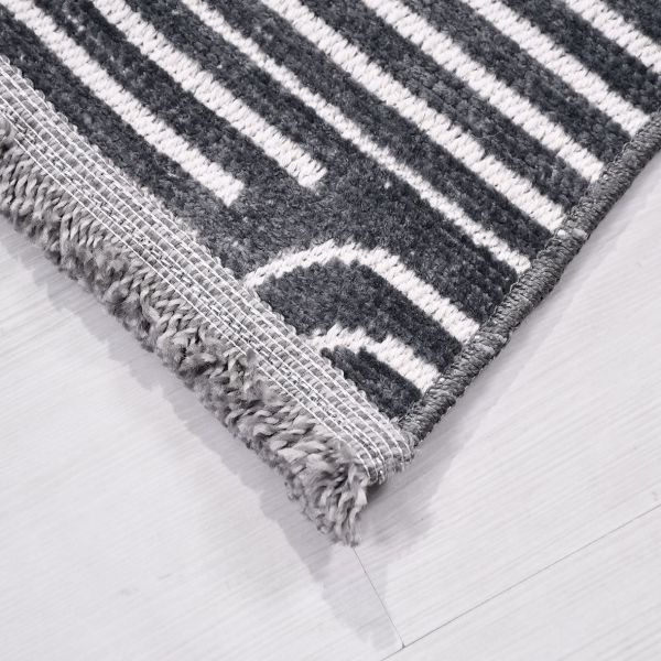 Crea Halı Rana 6116S Antrasit Yazlık Halı Kaydırmaz Taban Renkli Yıkanabilir Dokuma Kilim