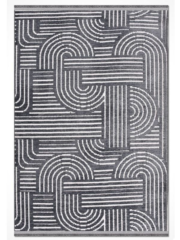 Crea Halı Rana 6116S Antrasit Yazlık Halı Kaydırmaz Taban Renkli Yıkanabilir Dokuma Kilim