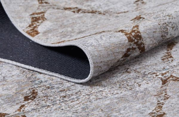 Halımax Dara 117 Yıkanabilir Kaymaz Dokuma Tabanlı Bej Çizgili Modern Halı 80x150