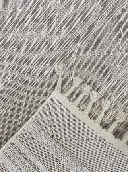 Reform Halı 4804 Meridyen Beyaz Bukle Kabartmalı Örgü Saçaklı Modern Salon Halısı Koridor Hol Halı Yolluk