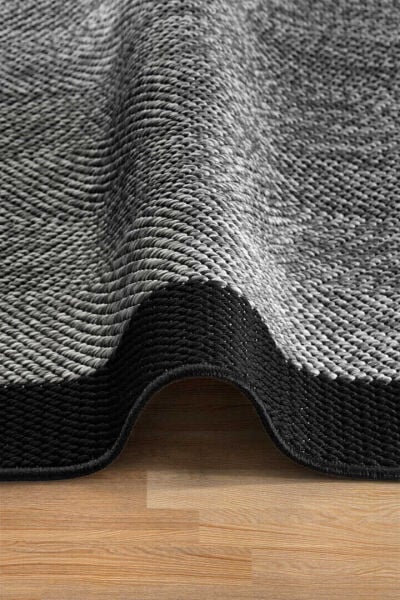 Agra Ar01 Sisal Hav Toz Vermez Kolay Silinebilir Dikdörtgen Sisal Halı Antre Balkon Mutfak Silinebilir Sisal Kilim Siyah Çerçeveli Gri Sisal Halı