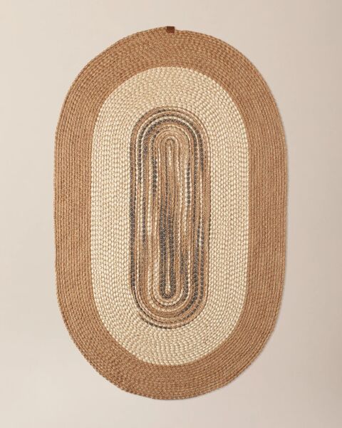Salda JUT09 Hasır Çift Taraflı Yıkanabilir Jüt Kilim Mutfak Banyo Koridor Halısı Oval Jüt Halı