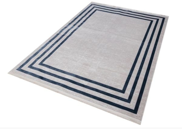 Art Bambu Saten Mavi Çerçeve Desenli Makinede Yıkanabilir Dokuma Halı Çerçeveli Modern Dokuma Halı