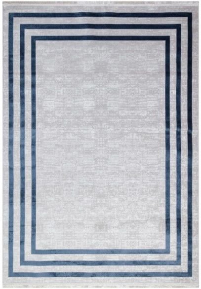 Art Bambu Saten Mavi Çerçeve Desenli Makinede Yıkanabilir Dokuma Halı Çerçeveli Modern Dokuma Halı