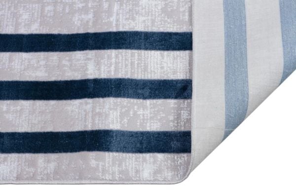 Art Bambu Saten Mavi Çerçeve Desenli Makinede Yıkanabilir Dokuma Halı Çerçeveli Modern Dokuma Halı