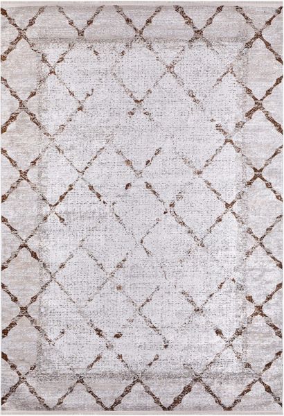 Halımax Dara 117 Yıkanabilir Kaymaz Dokuma Tabanlı Bej Çizgili Modern Halı 100x200