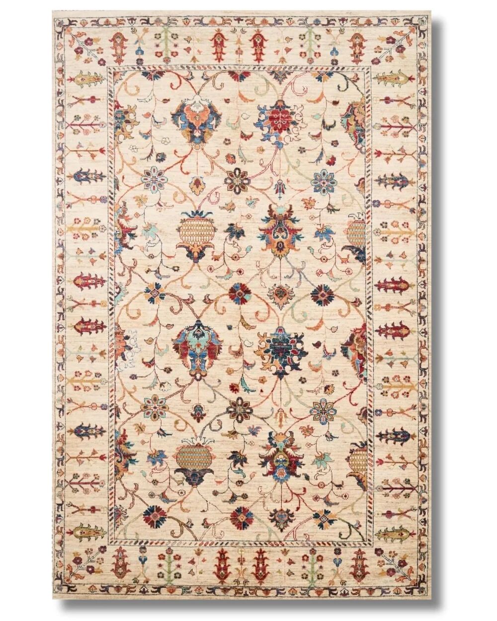Drom Pamuk Dokuma Taban Makinede Yıkanabilen Kilim Kaymaz Şönil  Vintage Halı Krem Bej Otantik Bohem Retro Halı