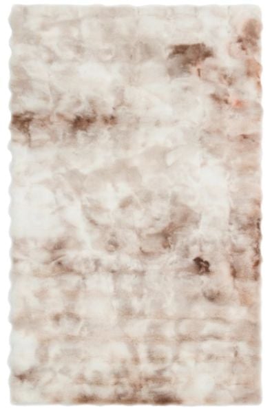 Ekstra Yumuşak Dokulu Kahve Krem Bubble Tavşan Tüyü Darcio Dikdörtgen Post Peluş Halı