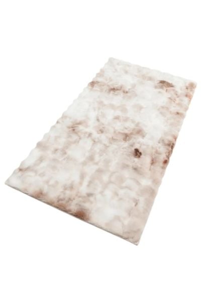 Ekstra Yumuşak Dokulu Kahve Krem Bubble Tavşan Tüyü Darcio Dikdörtgen Post Peluş Halı