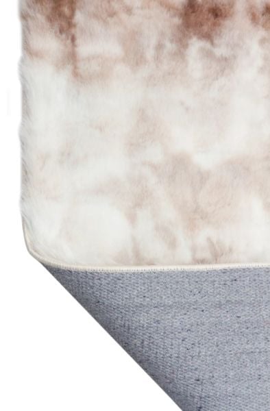 Ekstra Yumuşak Dokulu Kahve Krem Bubble Tavşan Tüyü Darcio Dikdörtgen Post Peluş Halı