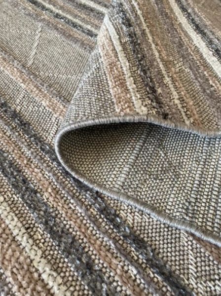 Reform Halı 4805 Meridyen Gri Kahve Bukle Kabartmalı Örgü Saçaklı Modern Salon Halısı Koridor Hol Halı Yolluk