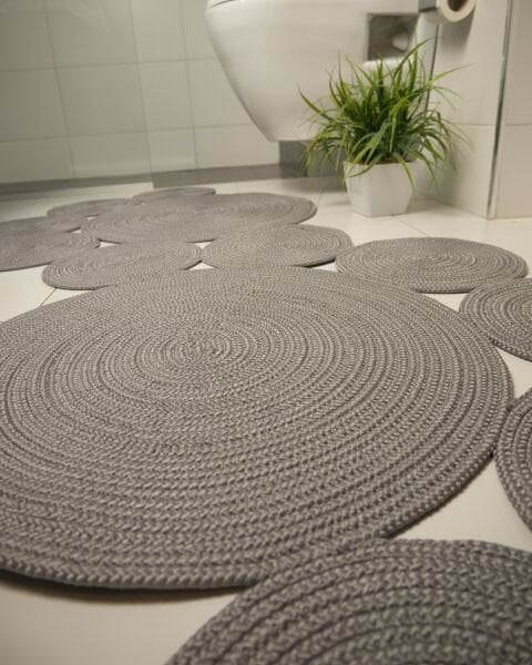 Milda 65 Jüt Hasır Örgü Modern Çift Taraflı Kilim Dekoratif Asimetrik Gri Jüt Halı