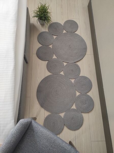 Milda 65 Jüt Hasır Örgü Modern Çift Taraflı Kilim Dekoratif Asimetrik Gri Jüt Halı