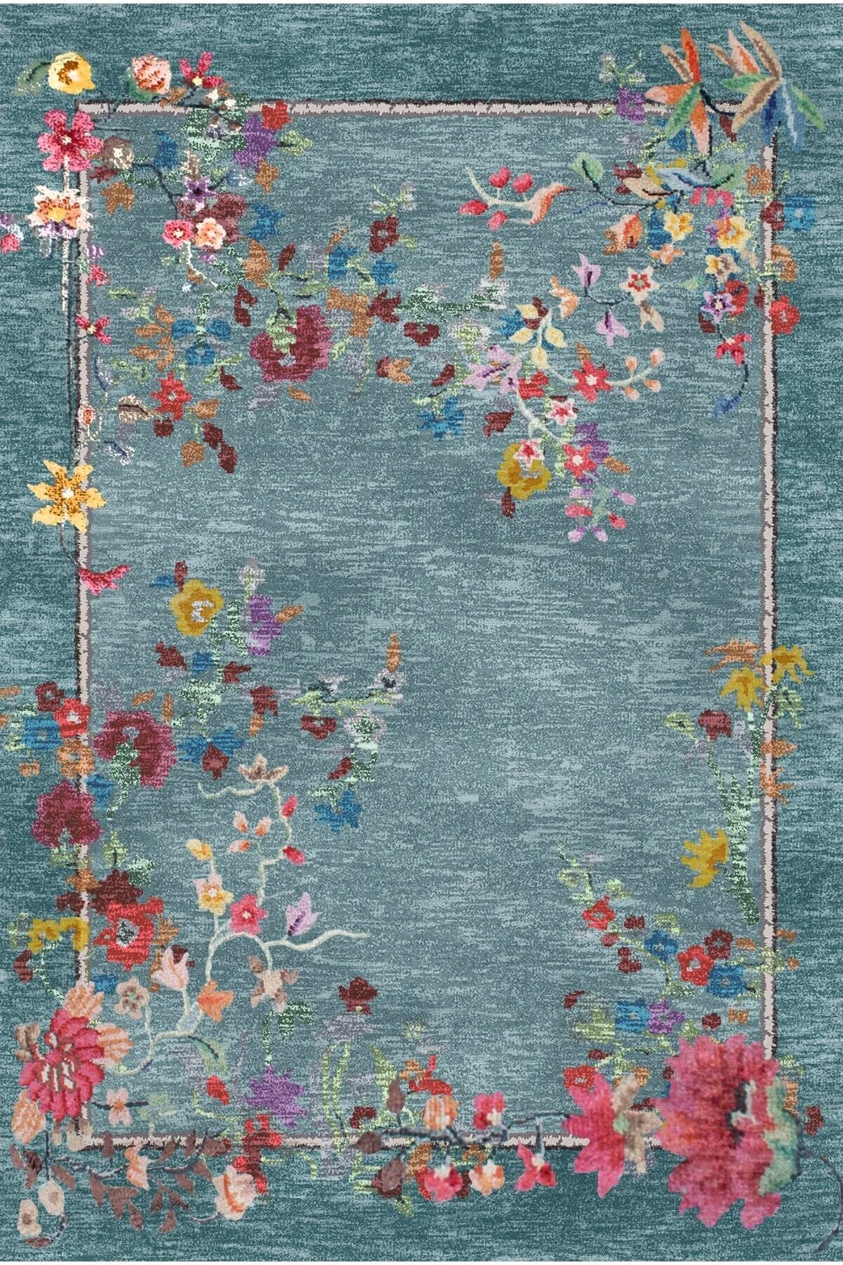 Drom Pamuk Dokuma Taban Kaymaz Şönil Makinede Yıkanabilir Kilim Salon Yatak Odası Mutfak Koridor Yolluk Halı Renkli Floral Halı