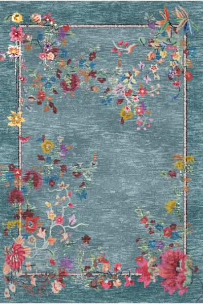 Drom Pamuk Dokuma Taban Kaymaz Şönil Makinede Yıkanabilir Kilim Salon Yatak Odası Mutfak Koridor Yolluk Halı Renkli Floral Halı