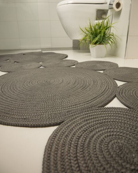 Milda 65 Jüt Hasır Örgü Modern Çift Taraflı Kilim Dekoratif Asimetrik Gri Jüt Halı 80x250