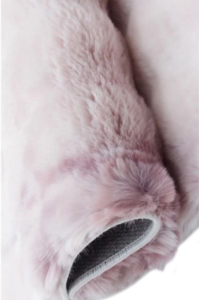 Ekstra Yumuşak Dokulu Geçişli Pembe Bubble Tavşan Tüyü Darcio Dikdörtgen Post Peluş Halı