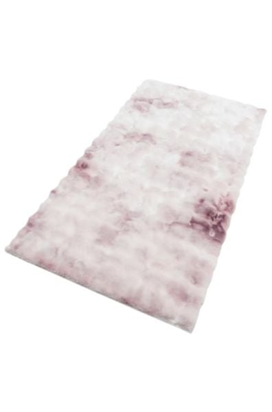 Ekstra Yumuşak Dokulu Geçişli Pembe Bubble Tavşan Tüyü Darcio Dikdörtgen Post Peluş Halı