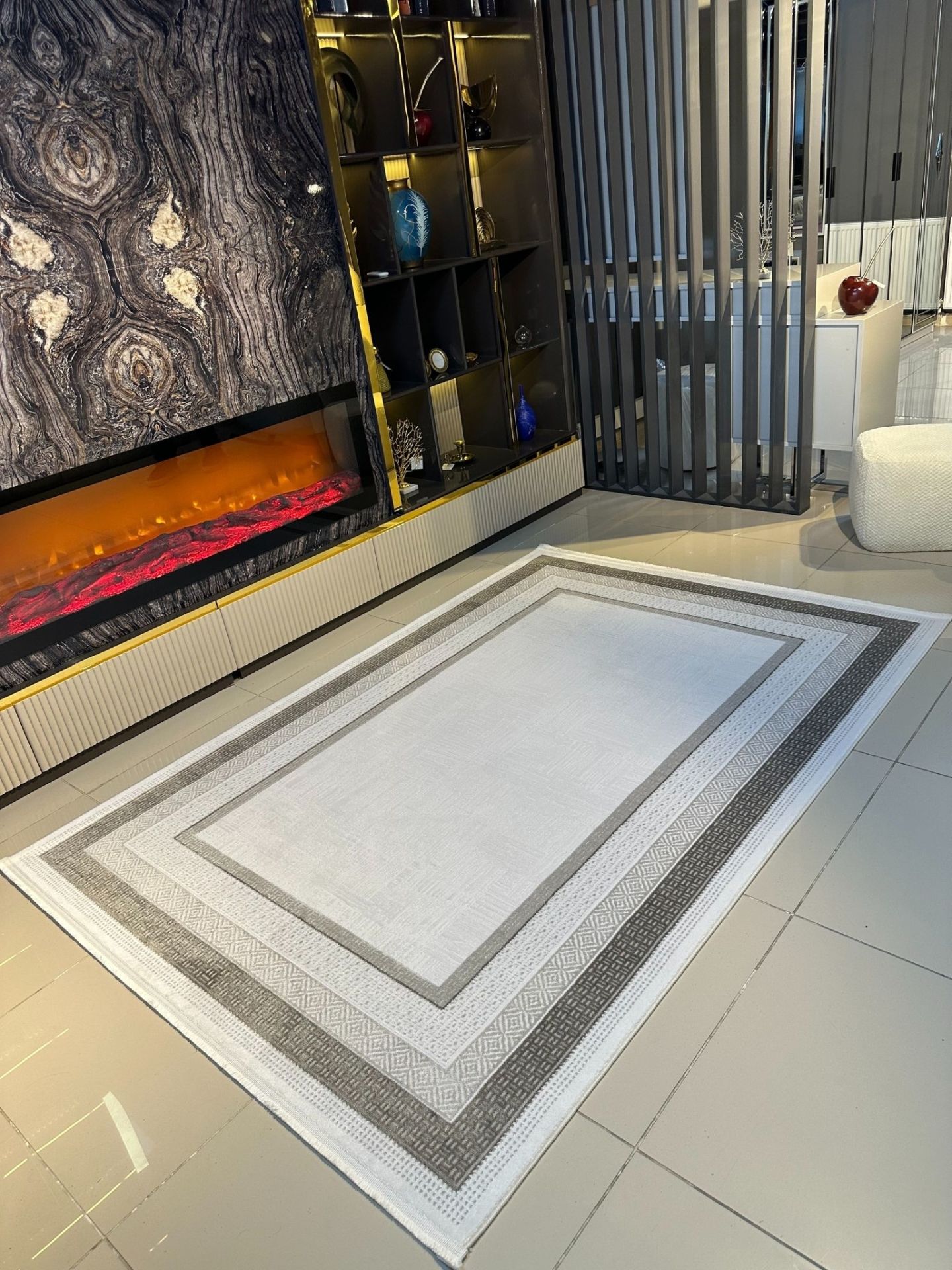 Merinos Vista %100 Akrilik Çerçeveli Salon Halısı Modern Leke Tutmaz Basılma Yapmaz Merinos Halı